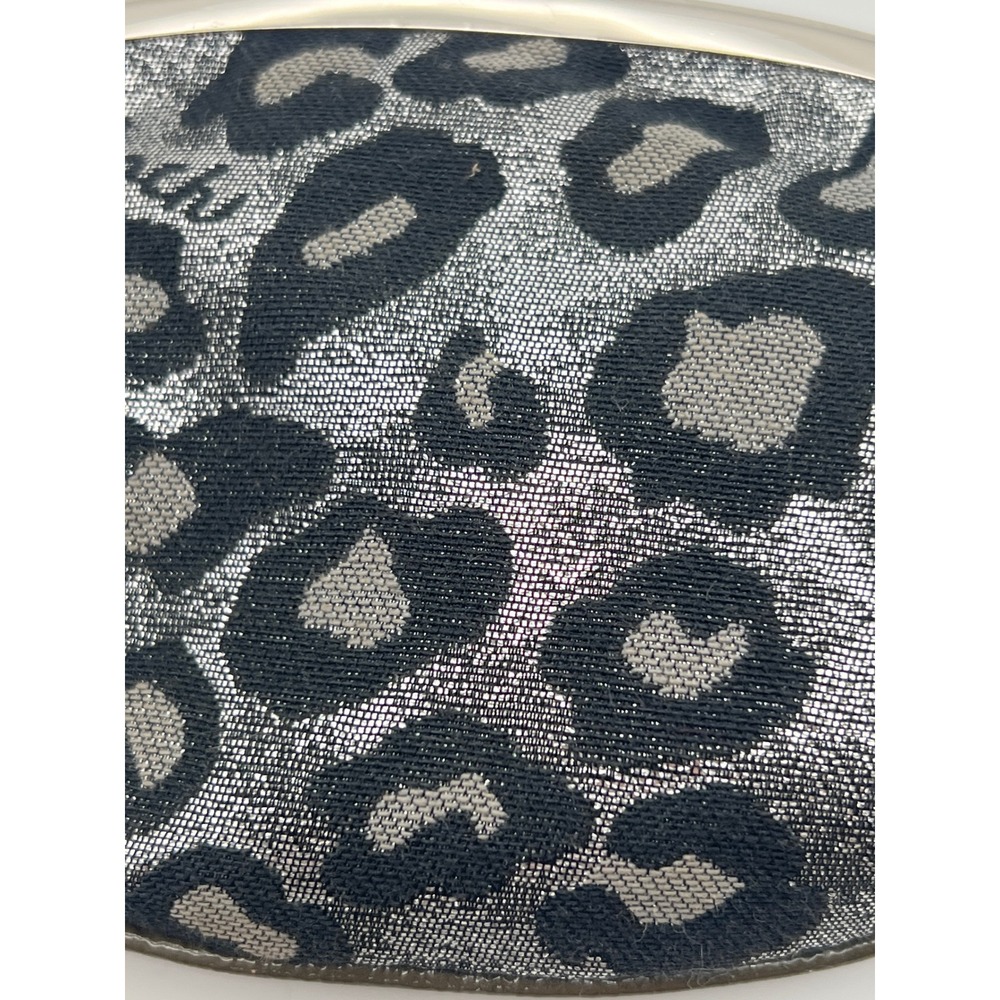 COACH Coin Purse OS Black Silver EUC Y2K Ocelot Leopard Metallic Bow Kiss Lock - Picture 5 of 8